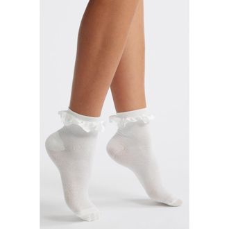 Casa Clara Love Amora Ruffle Ankle Socks in White at Nordstrom