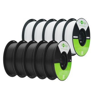 OEM Filamento Para Impresora 3d, 1,75 Mm De Di&aacute;metro, Material Ecol&oacute;gico, 5 Unidades Negras Y 5 Blancas