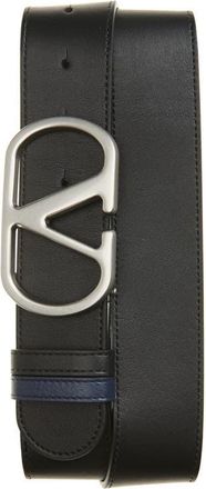 Valentino VLOGO Buckle Reversible Leather Belt in Black at Nordstrom, Size 100