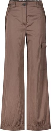 Marc Cain Glanzende Wijde Pijpen Broek - Dames - Wijde Broeken - Bruin - M - Broeken