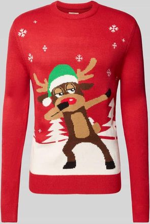 Montego Montego Slim Fit Pullover in Strick-Optik in Rot, Größe XXXL