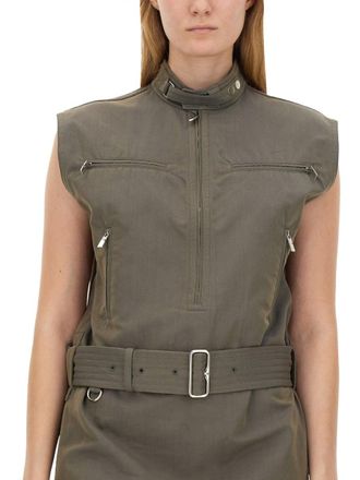 Burberry Cotton-Linen Blend Dress - Gray