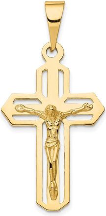 Diamond2Deal 14k Yellow Gold Polished Cut-out Crucifix Pendant