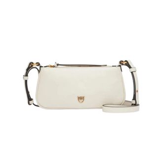 Pinko Mini Half Moon Baguette - Dames - Schoudertassen - Wit - ONE Size - Katoen - Tassen