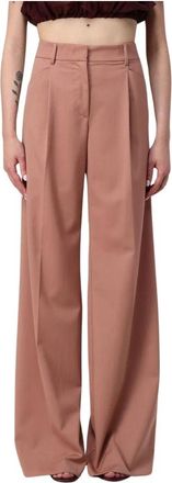 Andamane Wide Leg Geplooide Broek - Dames - Wijde Broeken - Roze - S - Leer - Broeken