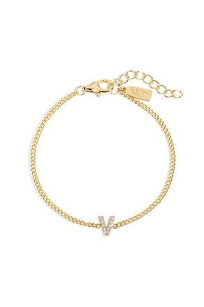 Electric Picks Initial Bracelet in Gold - V at Nordstrom, Size 6.5