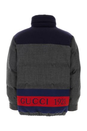 Gucci Mens Wool Blend Down Jacket Gray Nylon Polyester
