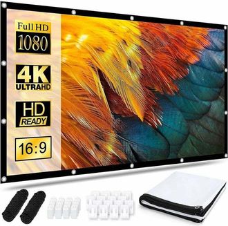 OEM Pantalla De Proyecci&oacute;n De 120 Pulgadas, Pantalla Port&aacute;til Plegable Para Exteriores Hd 16:9, Pantalla De Proyecci&oacute;n Antiarrugas De Doble Cara Para Proy