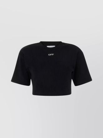Off-white ribbed cropped t-shirt