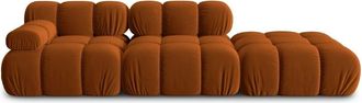 MICADONI Modulares 4-Sitzer Design Sofa Bellis mit Ottomane rechts - Samtbezug