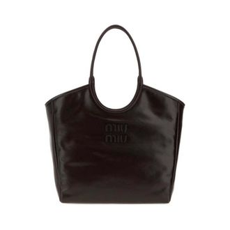 Miu Miu Dark Brown Ivy Leather Shopping Bag Moro Borse A Mano