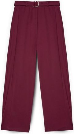Fiorella Rubino Wijde broek met ringriem - Dames - Wijde Broeken - Rood - XL - Nylon - Broeken