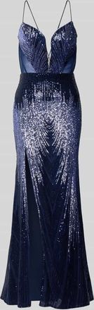 Mascara Slim Fit Abendkleid mit Allover-Pailettenbesatz in Marine, Gr&ouml;&szlig;e 34