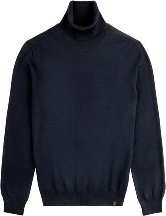 Fay Merino Wol Trui met Col - Heren - Coltruien - Blauw - S - Wol - Truien & Vesten