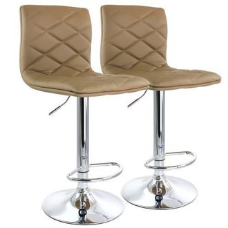 Elama 2 Piece Adjustable Diamond Tufted Faux Leather Bar Stool in Camel at Nordstrom