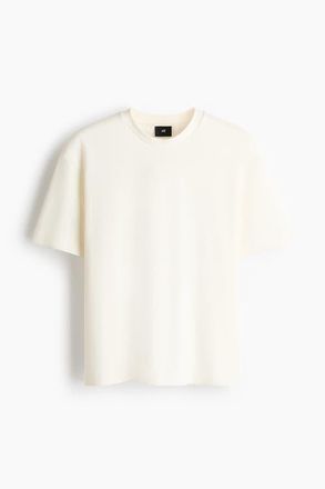 H&M Loose Fit Interlock T-shirt in Cream at Nordstrom, Size Xxx-Large