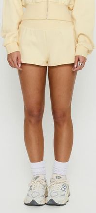 Princess Polly Daybreak Rib Waist Shorts in Buttercream at Nordstrom, Size 12