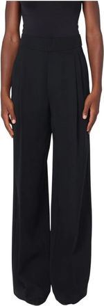 Twinset Pantalone Largo con Pieghe - Dames - Wijde Broeken - Zwart - L - Polyester - Broeken