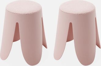 Sweeek Sweeek - Taburete Apilable Con Asiento Texturado, Set De 2, Niki, Rosa, 44x30x46 Cm