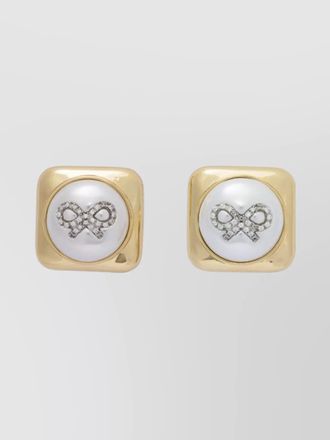 Self Portrait square stud earrings embellished detail
