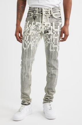 Purple Reverse Black Foil Skinny Jeans in Off White at Nordstrom Rack, Size 36