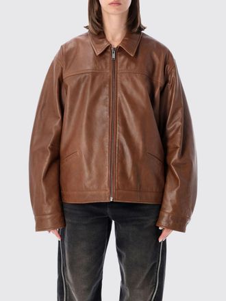 Haikure Vintage-Style Cropped Leather Jacket with Dropped Shoulders