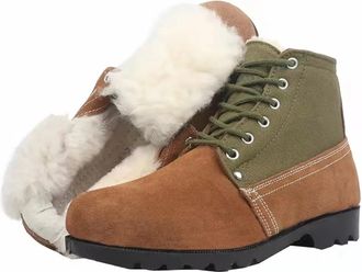 Generic Mens Waterproof Snow Shoes Ankle Boots With Fur Lining Chunky Sole Outdoor Walking Shoes For Hiking Winter Sneakers(8.5 UK)