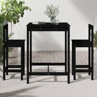 Berkfield Home Beautiful 3 Piece Garden Bar Set Black Solid Wood Pine