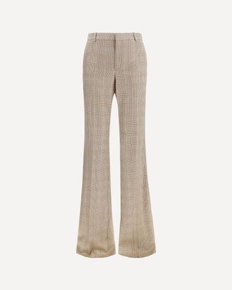 Saint Laurent Pantaloni svasati in lana pied de poule Principe di Galles Woman 38