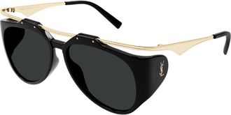 Saint Laurent SL M137/F AMELIA Asian Fit 001 Womens Sunglasses Gold Size 55