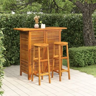 vidaXL Juego Muebles De Bar Para Jard&iacute;n 3 Pzas Madera Maciza De Acacia Vidaxl