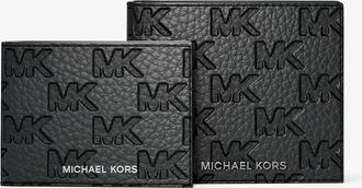 Michael Kors Hudson Logo Embossed Leather Billfold Wallet and Passcase