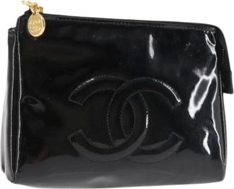 Chanel Pre-owned Clutches, female, Black, Size: ONE SIZE Pre-owned Coated Canvas Pouch