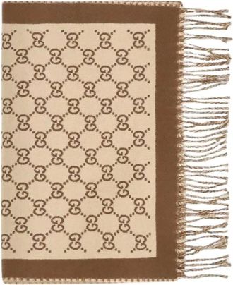Gucci GG Woll Sjaal - Dames - Accessoires - Beige - Maat: ONE Size Wol