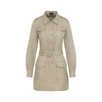 Tom Ford Womens Safari Mini Dress - Tan Silk - Size EU 38 (Womens)