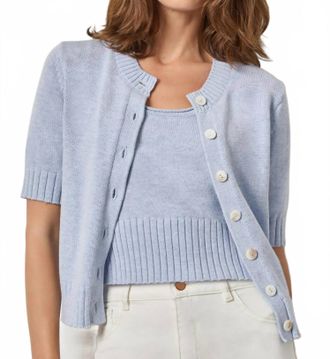Lilla P Elbow Sleeve Button Cardigan In Clearwater