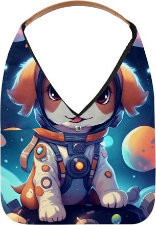 Generic Cute Space Dog Reusable Lightweight Grocery Bags - Foldable Into Compact Pouch, Washable & Sturdy, Multipurpose for Shopping and Travel