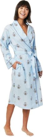 The Cats Pajamas Flannel Shawl Collar Robe in Queen Bee Blue at Nordstrom, Size Medium