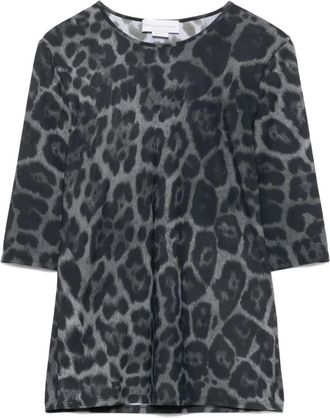 Stella McCartney Grey Animal Print Round Neck Top