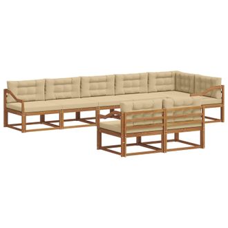 vidaXL Conjunto De Sof&aacute;s De Exterior Con Coj&iacute;n 8 Pcs Natural Y Beige Vidaxl