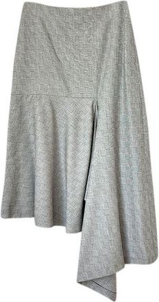 Balenciaga Black & White Wool Godet Midi Skirt Size 36
