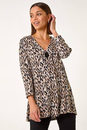 Roman Pleated Front Textured Crepe Top