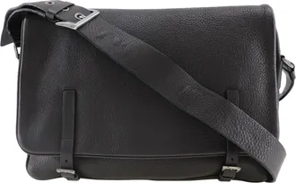 Prada Brown Leather Messenger Bag Shoulder Bag (Pre-Owned)