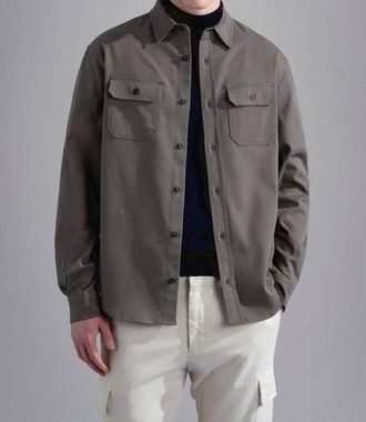 Paul & Shark Stretch Cotton Overshirt In Toffee