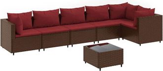 vidaXL Vidaxl - Set Muebles De Jard&iacute;n 7 Piezas Y Cojines Rat&aacute;n Sint&eacute;tico Marr&oacute;n