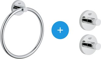 GROHE Essentials Set De 2 Colgadores De Pared Empotrados + Toallero Met&aacute;lico (40364001 + 40365001) - Grohe