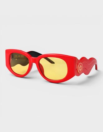 Casablanca Womens Oval Wave Sunglasses Red Canary - Size: ONE size