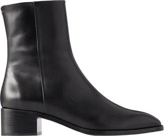 Aeyde Lee Enkellaarsjes - Dames - Laarzen met Hak - Zwart - 39 EU - Leer - Schoenen