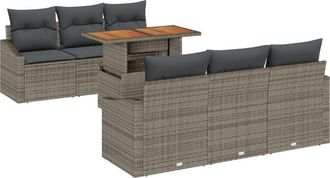 vidaXL Garden Sofa Set with Storage 7 pcs Grey Poly rattan Vidaxl