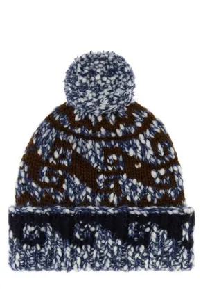 Moncler HAT Wool-Blend Fair Isle Beanie - Blue